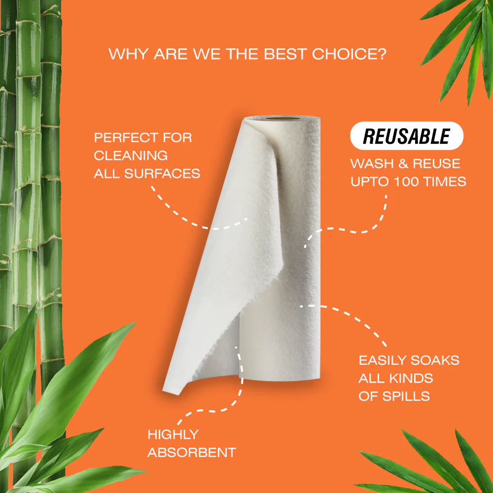 BECO BAMBOO REUSABLE KITCHEN TOWEL ROLL 20 SHEETS FG | pack of 6
