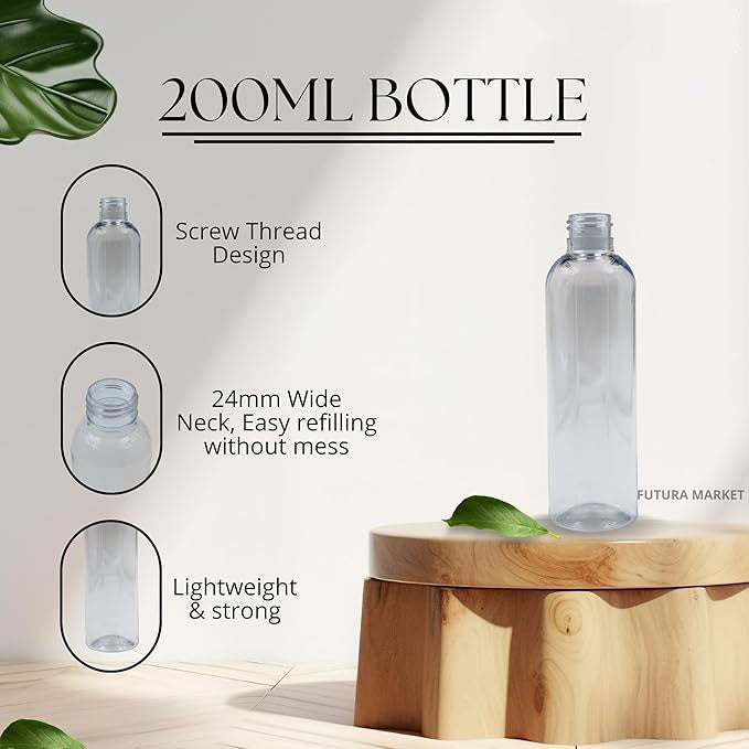 Pet Round Bottle With White Dispenser Pump - 200ml