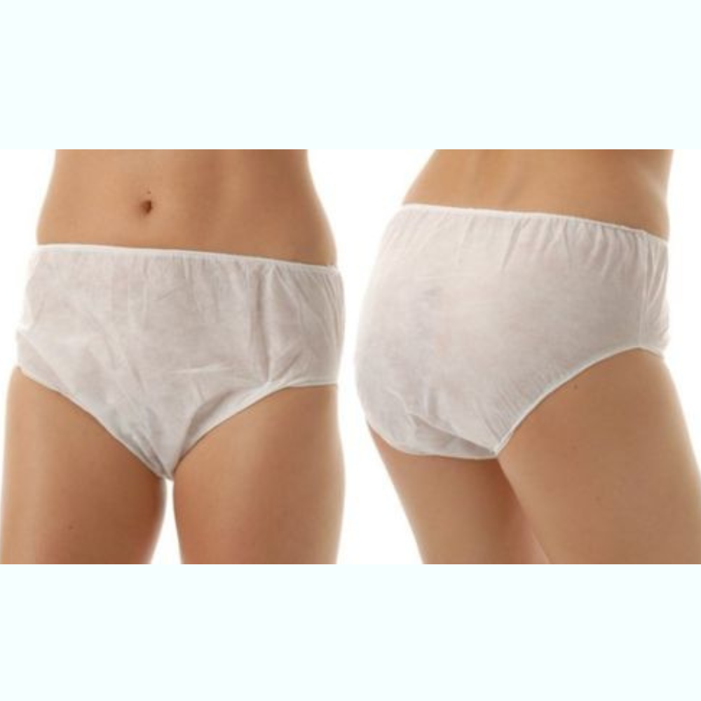 Disposable Spunlace Panty – 60 GSM | Free Size (XXL) | White &amp; Black | Ideal for Spa, Salon, Hospital, Travel Use