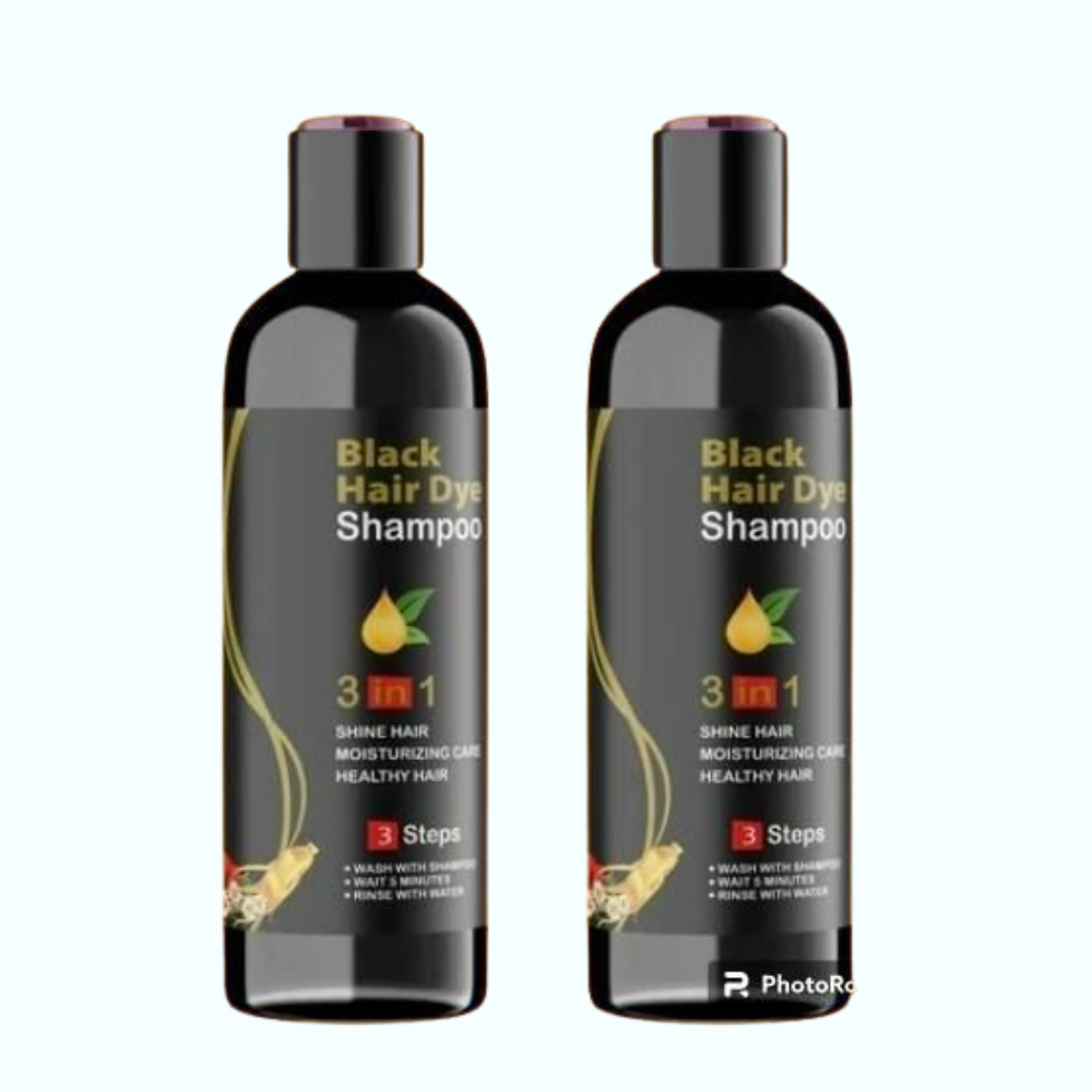 Instant Black Herbal Hair Dye Shampoo – 3 in 1 Grey Coverage (Pack of 2, 100ml Each)