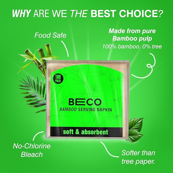 BECO BAMBOO SERVING NAPKIN 1 PLY PKT 100 PULLS FG | pack of 1