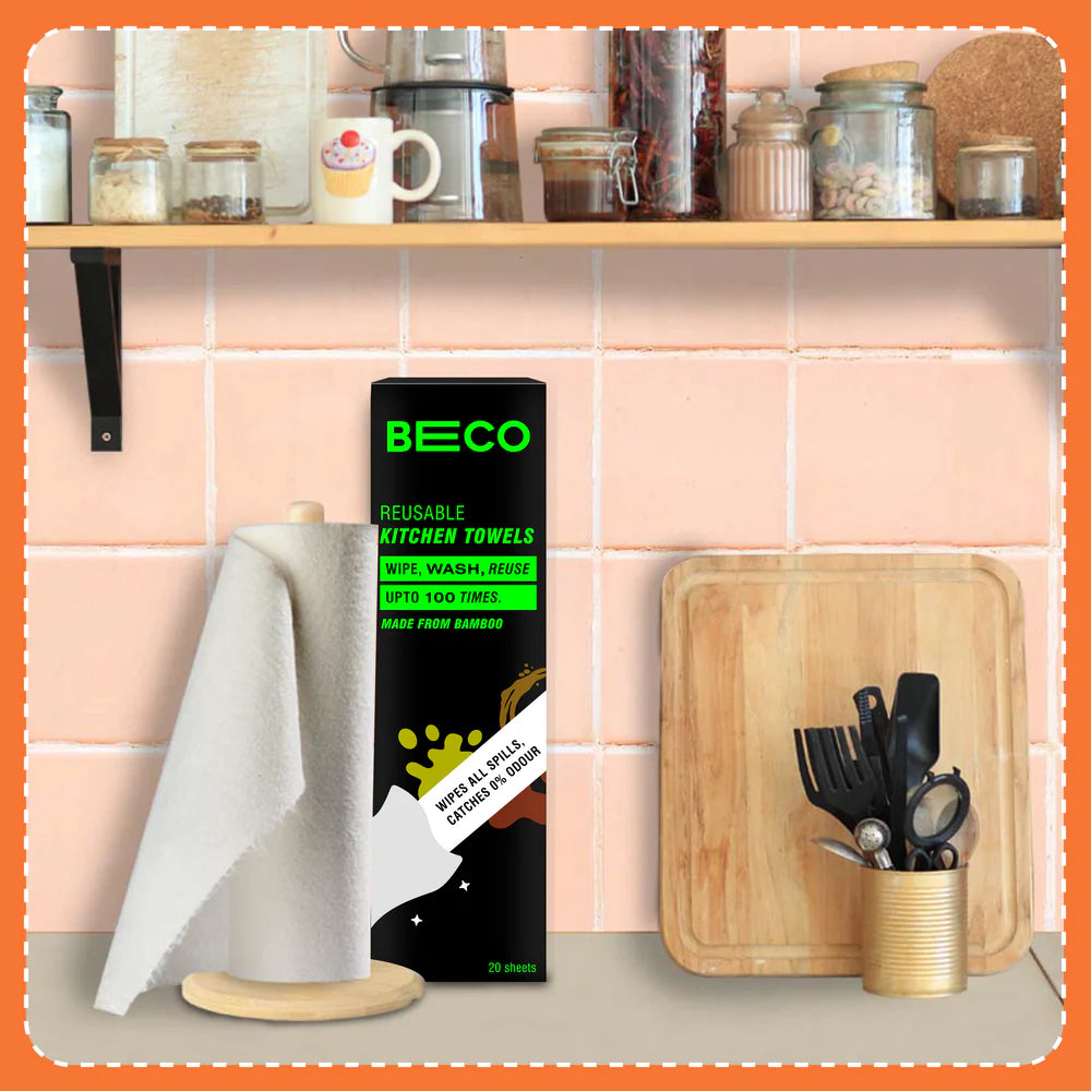 BECO BAMBOO REUSABLE KITCHEN TOWEL ROLL 20 SHEETS FG | pack of 6