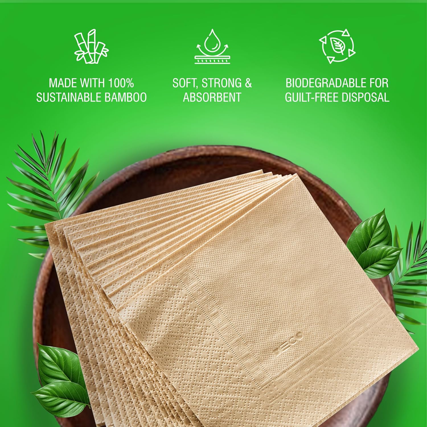 BECO BAMBOO SERVING NAPKIN 1 PLY PKT 100 PULLS FG | pack of 1