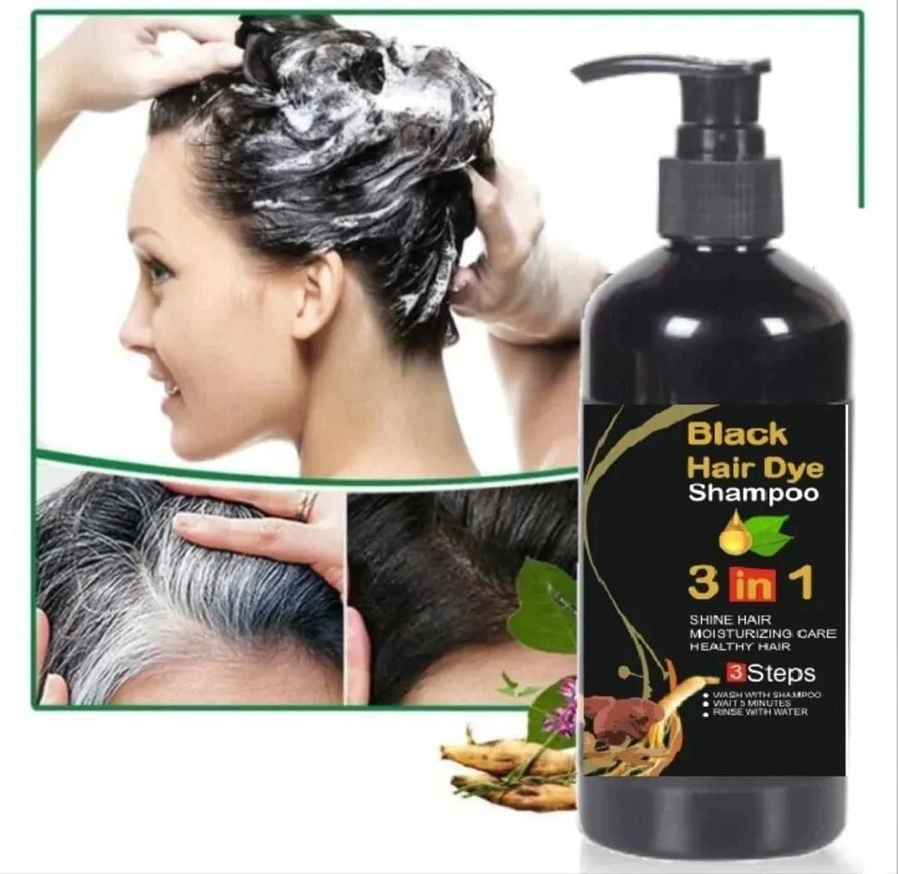 Instant Black Herbal Hair Dye Shampoo – 3 in 1 Grey Coverage (Pack of 2, 100ml Each)