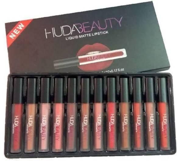 Huda Beauty Matte Finishing Lipstick | Long-Lasting, Smooth & Vibrant Shades | Medium Size | Pack of 12