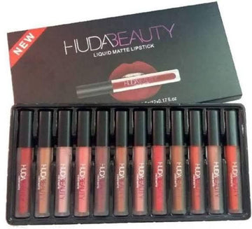 Huda Beauty Matte Finishing Lipstick | Long-Lasting, Smooth & Vibrant Shades | Medium Size | Pack of 12