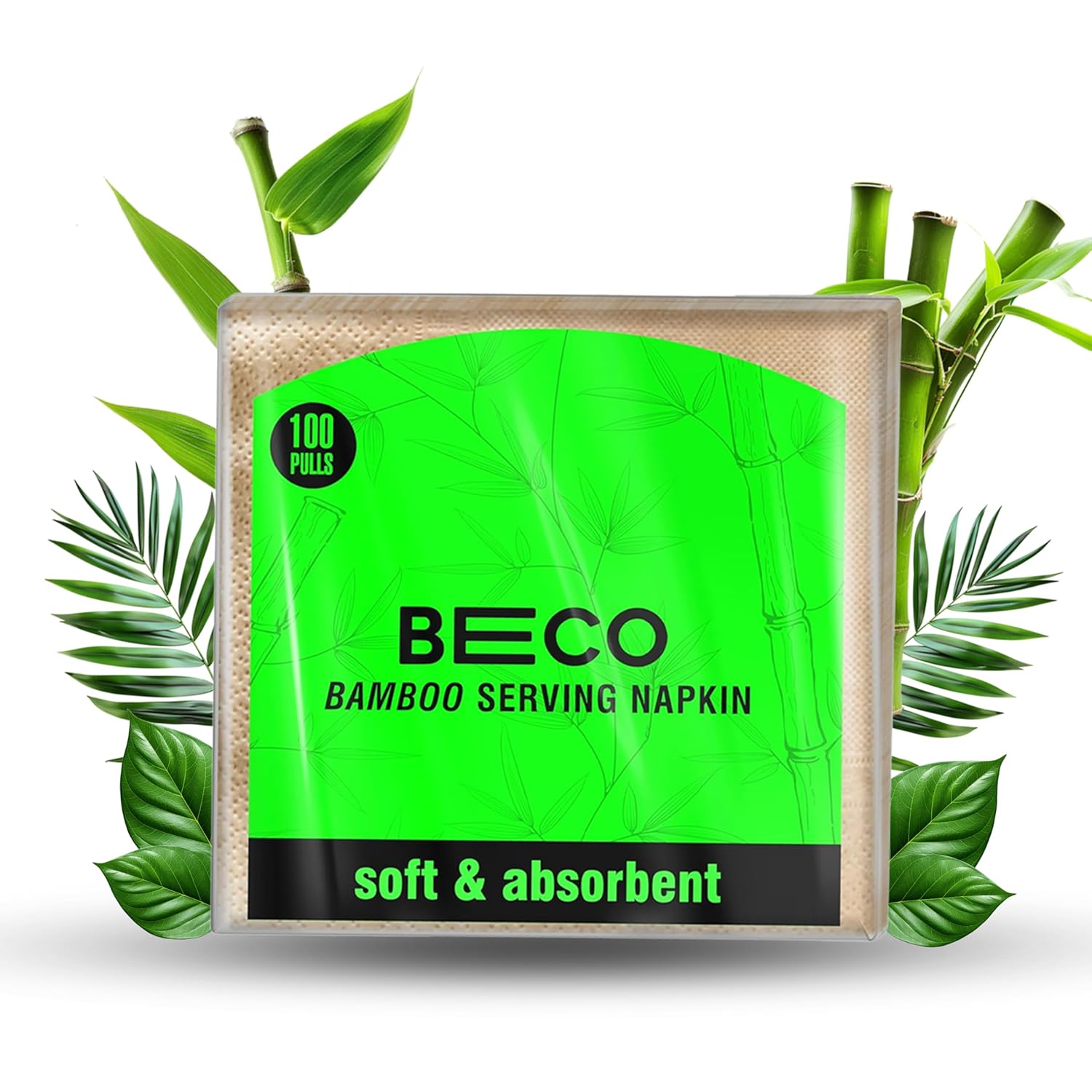 BECO BAMBOO SERVING NAPKIN 1 PLY PKT 100 PULLS FG | pack of 1