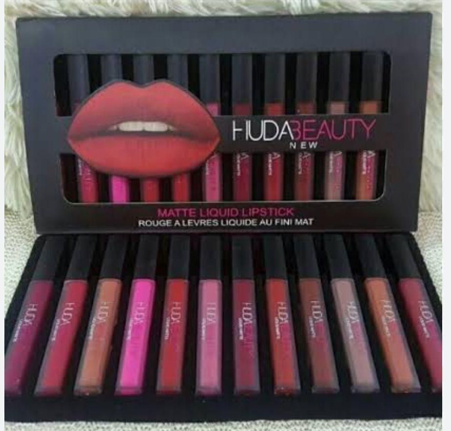 Huda Beauty Matte Finishing Lipstick | Long-Lasting, Smooth & Vibrant Shades | Medium Size | Pack of 12