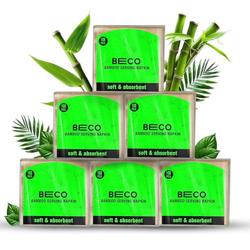 BECO BAMBOO SERVING NAPKIN 1 PLY PKT 100 PULLS FG | pack of 6