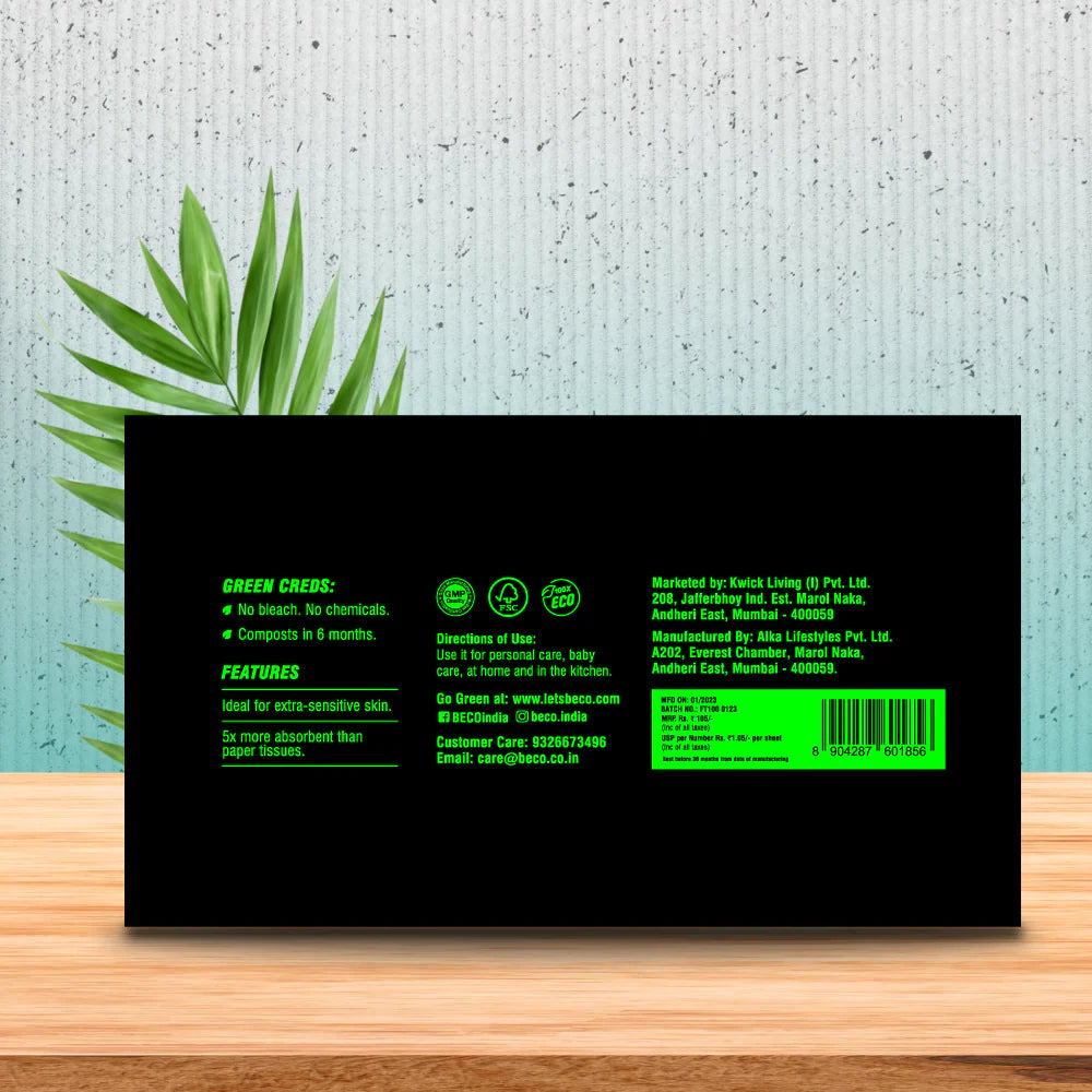 BECO BAMBOO FACIAL TISSUES 2PLY 100 PULLS FG (Pack of 6)