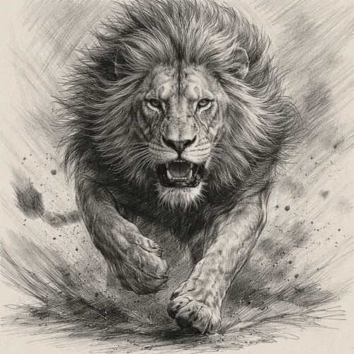 Majestic Power – Graphite Lion Art Collection (10 Premium Designs)